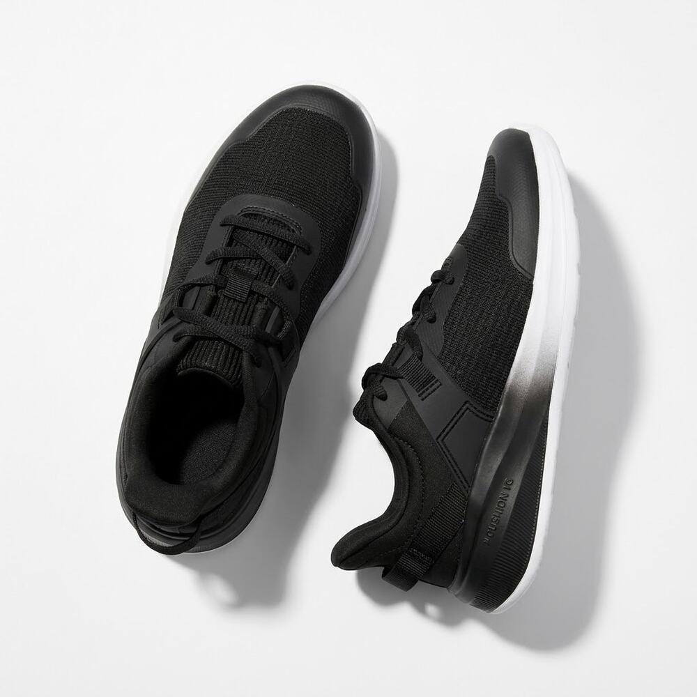 All In Motion Knit Athletic Running Shoes Black Cushion Iq Kids Size 3